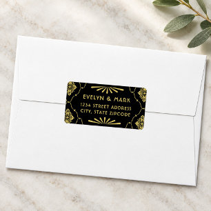 Vintage Black Gold Art Deco Wedding Return Address Label