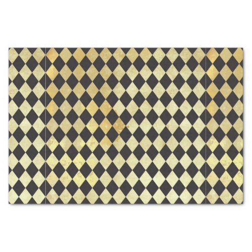 Vintage Black  Gold Harlequin Pattern  Tissue Paper