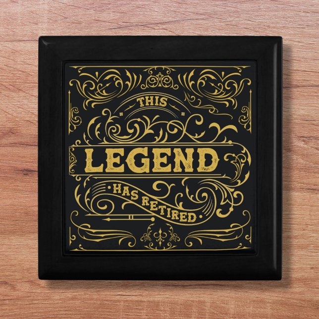 Vintage Black Gold Legend Retirement Gift Box (Close up)