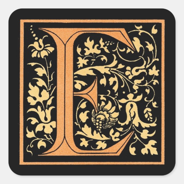 Vintage Black & Gold Letter ‘E’ - Sticker (Front)