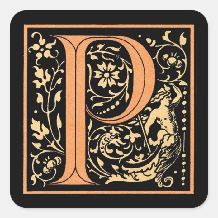 vintage black gold letter p sticker zazzle