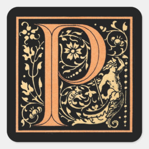 Vintage Black & Gold Letter ‘P’ - Sticker