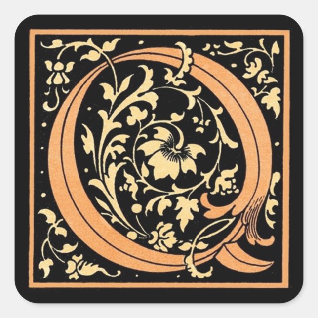 Vintage Black & Gold Letter ‘Q’ - Sticker (Front)