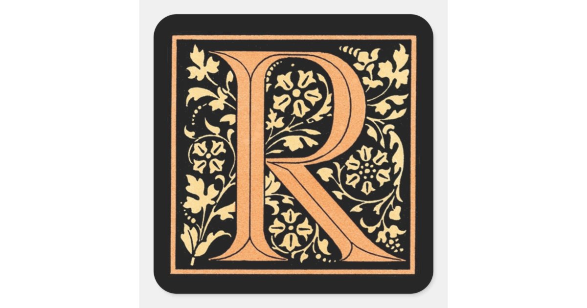 Vintage Black & Gold Letter ‘R’ - Sticker | Zazzle