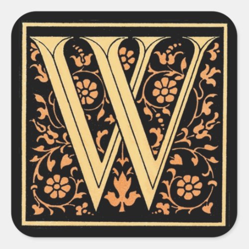 Vintage Black  Gold Letter W _ Sticker