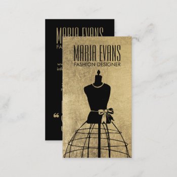 Vintage Black Gold Mannequin Chic Fashion Business Card by kicksdesign at Zazzle