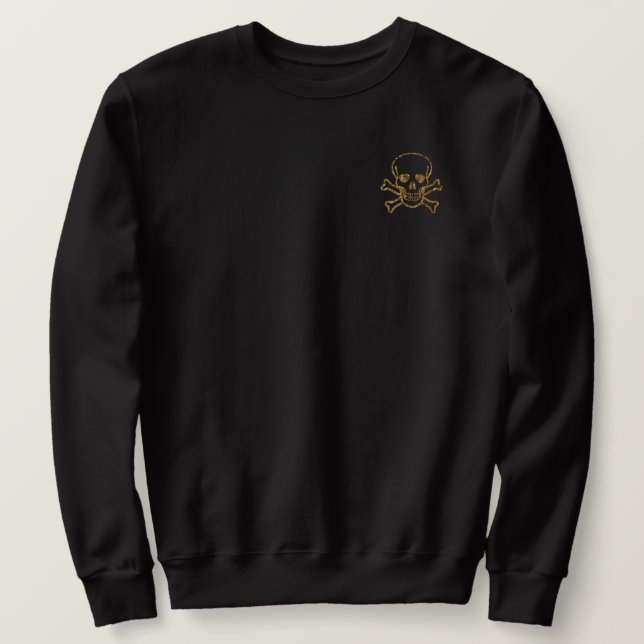 Vintage Black Gold Pirate Skull And Bones Sweatshirt (Design Front)