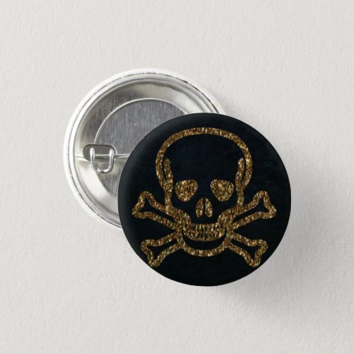 Vintage Black Gold Pirate Skull And Boness Button