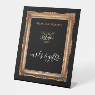 Vintage Black & Gold Wedding Cards & Gifts Pedestal Sign