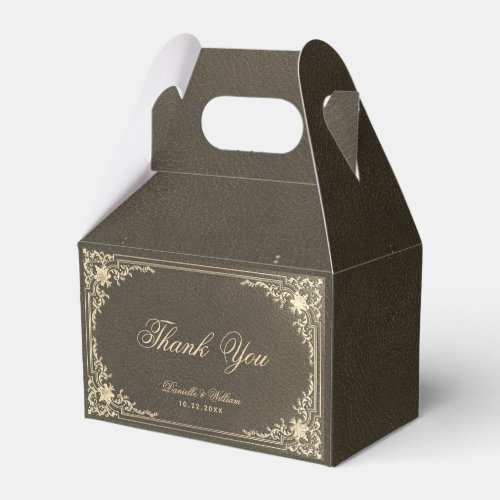 Vintage Black Gold Wedding Elegant Calligraphy Favor Boxes