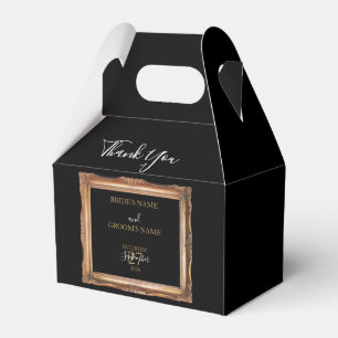 Vintage Black & Gold Wedding Favor Boxes