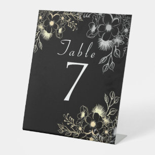 Vintage Black Gold Wedding Table Number Pedestal Sign