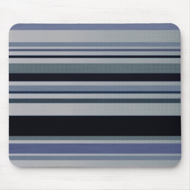 Vintage Black Gray Blue Patterns Stripes Mousepad (Front)