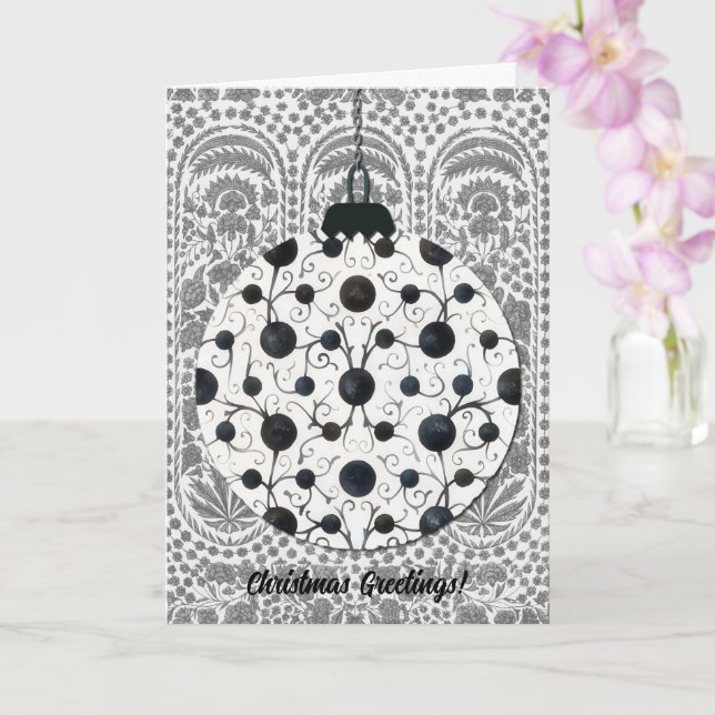 Vintage Black Gray Christmas Art Card (Orchid)