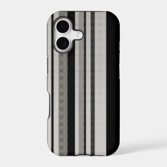 Vintage Black Gray Patterns Stripes iPhone Case (Back)