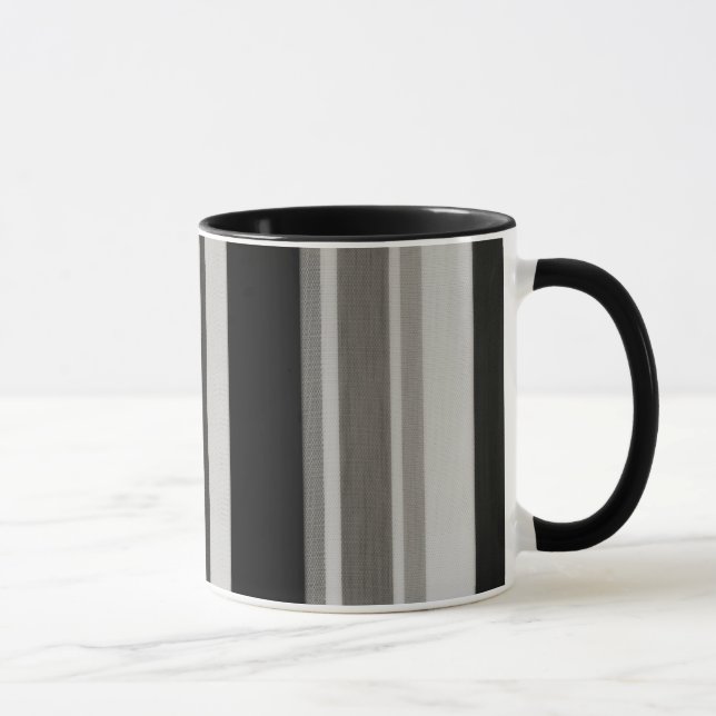 Vintage Black Gray Patterns Stripes Mug (Right)