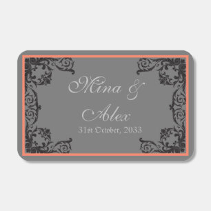 Vintage Black Gray Personalized Wedding Matchboxes