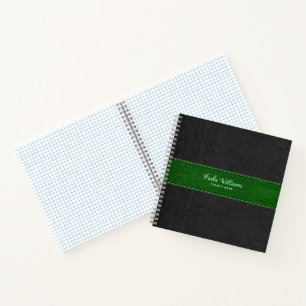 Vintage Black & Green Stitched  Faux Leather Notebook