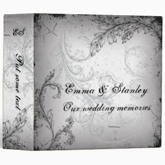 Vintage black grey scroll leaf wedding binder
