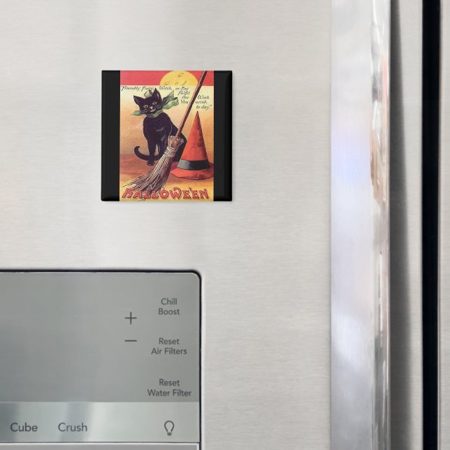 Vintage Black Halloween Cat Magnet (In Situ (Fridge))