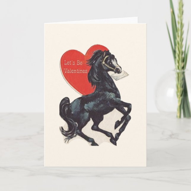 Vintage Black Horse Valentine's Day Card (Front)