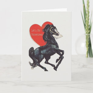 Vintage Black Horse Valentine's Day Card