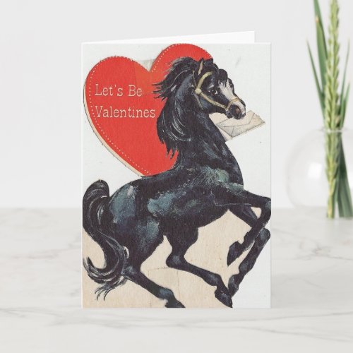 Vintage Black Horse Valentines Day Card