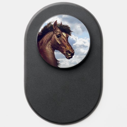 Vintage Black Horse with Blue Sky PopSocket