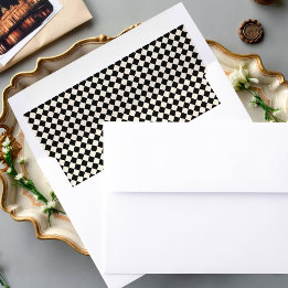 Vintage Black & Ivory Checkered Old Money Wedding Envelope Liner