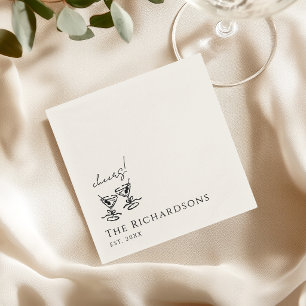 Vintage Black & Ivory Martini Old Money Wedding Napkins