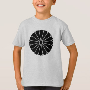 Vintage Black Kiku Chrysanthemum Mon Oriental T-Shirt