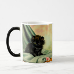 Vintage Black Kitten Illustration Color Morph Mug