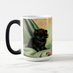 Vintage Black Kitten Illustration Color Morph Mug