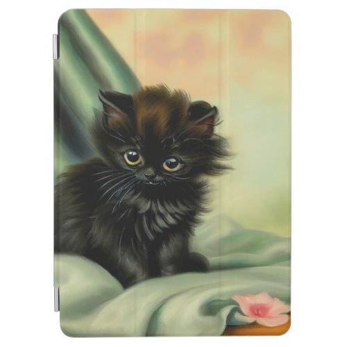 Vintage Black Kitten Illustration iPad Air Cover