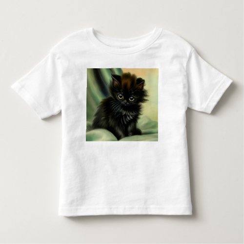 Vintage Black Kitten Illustration Toddler T_shirt