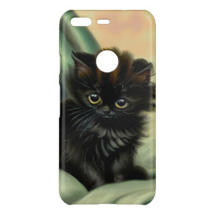 Vintage Black Kitten Illustration Uncommon Google Pixel Case