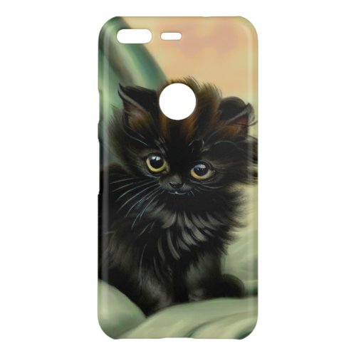 Vintage Black Kitten Illustration Uncommon Google Pixel Case