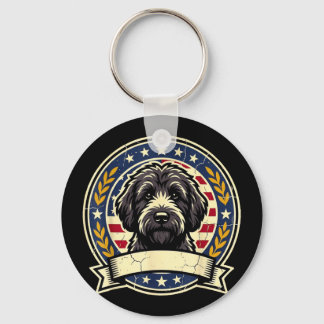 Vintage Black Labradoodle Dog Retro Art Design for Keychain