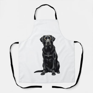 Vintage Black Labrador Retriever Dog Portrait Illu Apron