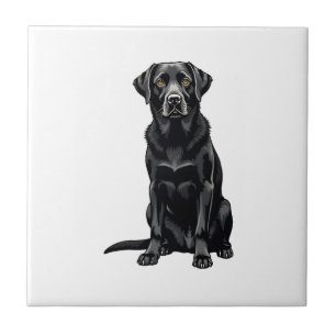 Vintage Black Labrador Retriever Dog Portrait Illu Ceramic Tile