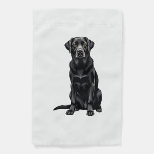 Vintage Black Labrador Retriever Dog Portrait Illu Garden Flag