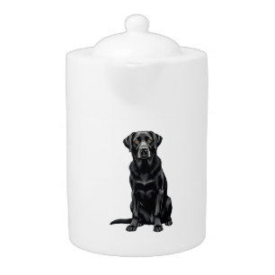 Vintage Black Labrador Retriever Dog Portrait Illu Teapot