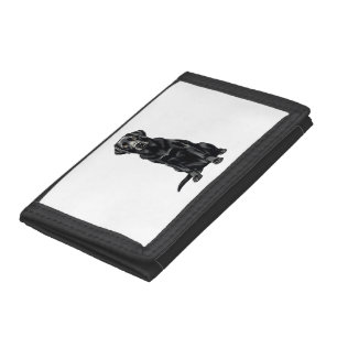 Vintage Black Labrador Retriever Dog Portrait Illu Trifold Wallet