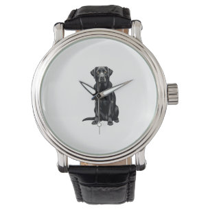 Vintage Black Labrador Retriever Dog Portrait Illu Watch