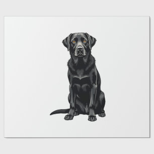 Vintage Black Labrador Retriever Dog Portrait Illu Wrapping Paper