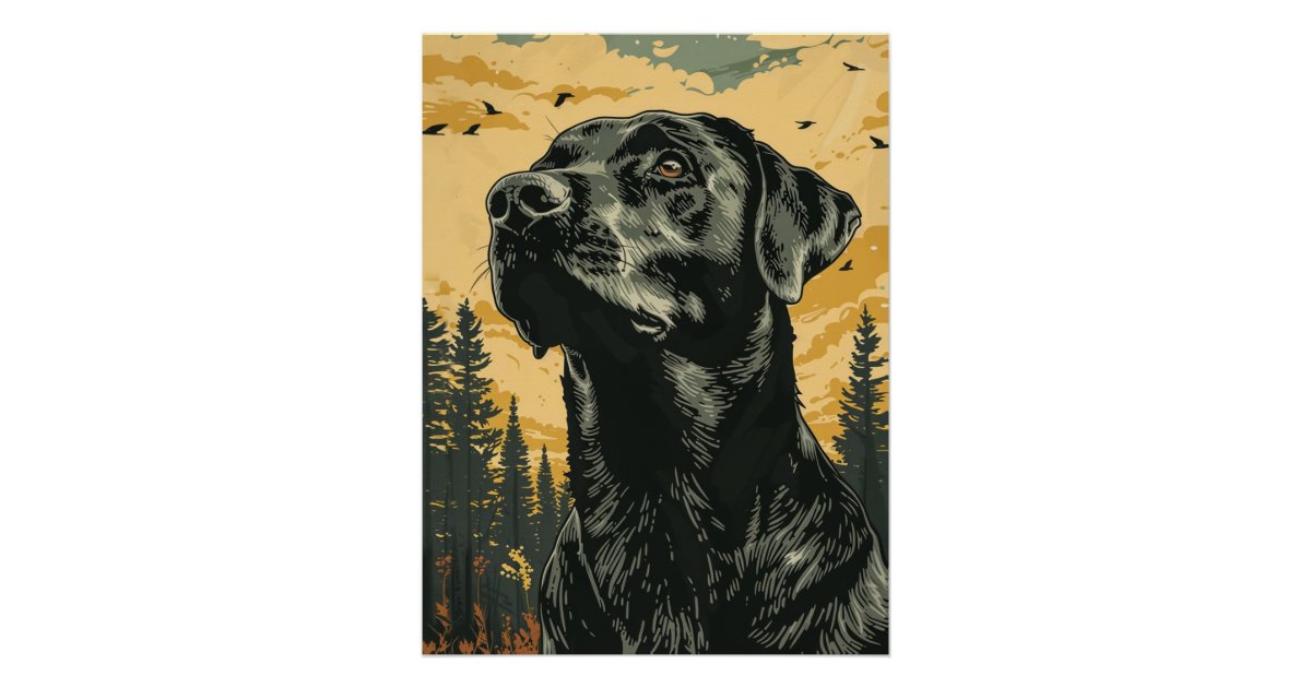 Vintage Black Labrador Retriever Posters | Zazzle