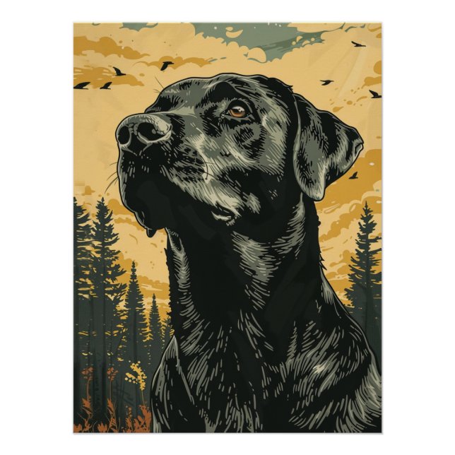 Vintage Black Labrador Retriever Posters (Front)