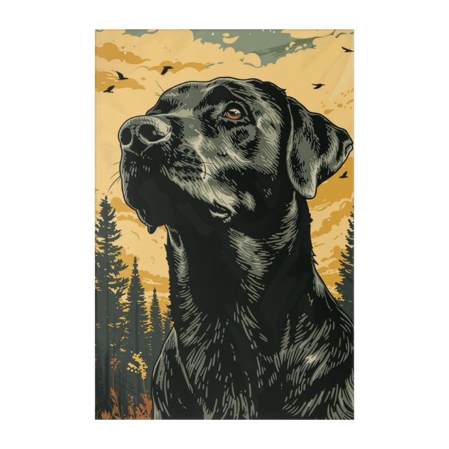 Vintage Black Labrador Retriever Posters Acrylic Print (Front)