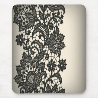 Vintage black Lace beige Paris Fashion Mouse Pad