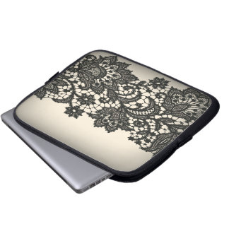 Vintage black Lace beige Paris Laptop Sleeve